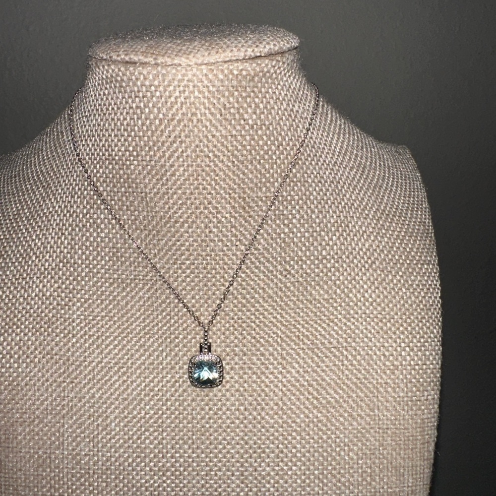 Blue Topaz & Diamond Necklace & Earring Set - Picture 4 of 8